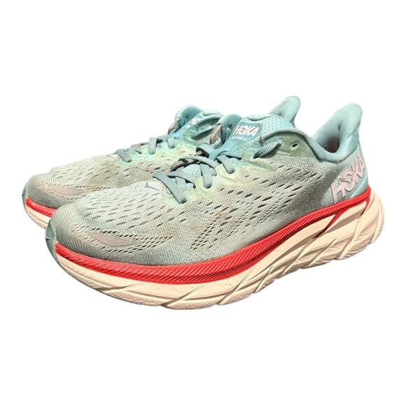 Hoka One One Shoes - Hoka One One Clifton 8 Womens Size 8 B Sneakers Walking Aquarelle